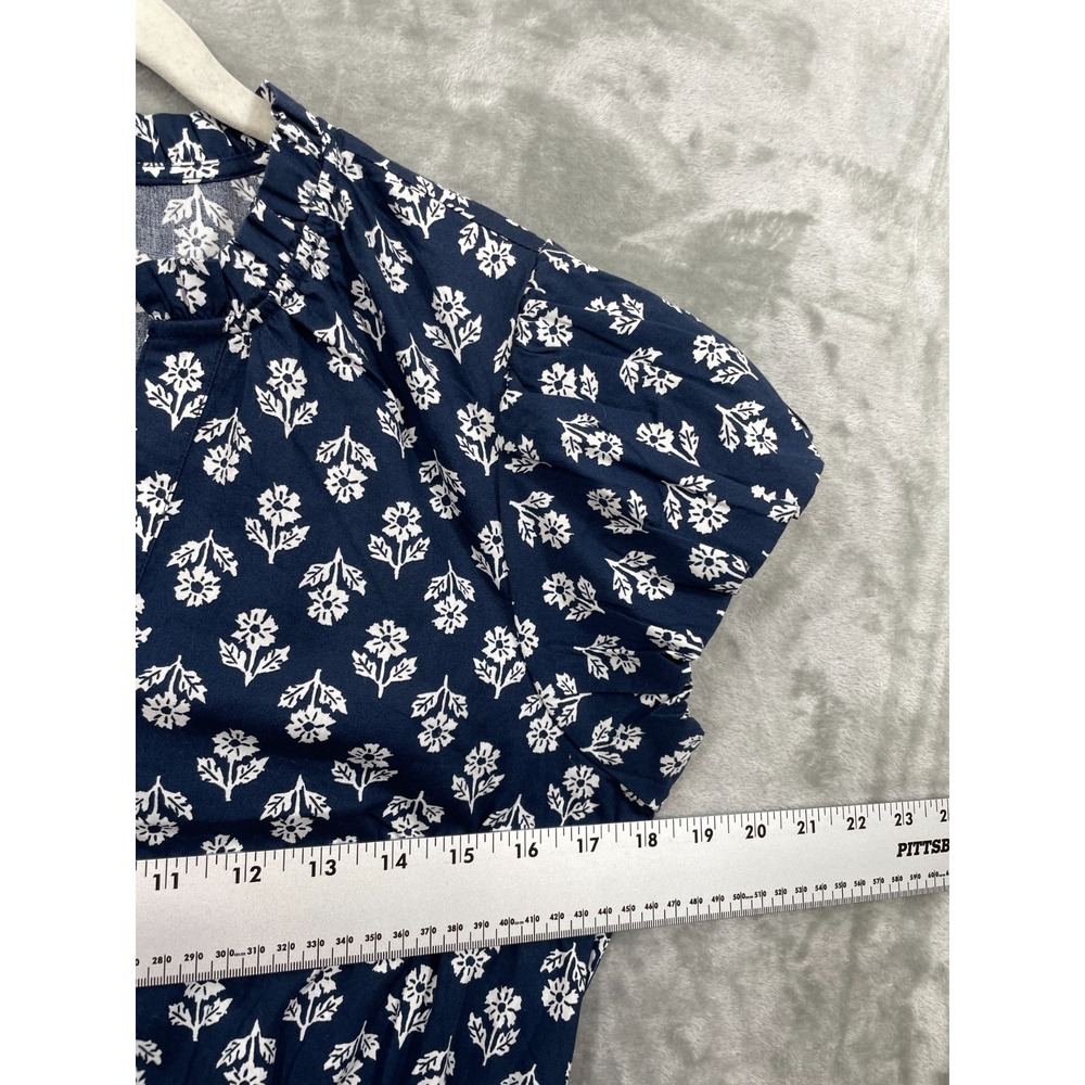 J.Crew Willa Midi Dress Size 8 Navy Blue Floral Tiered Pockets MSRP $158 NWT - Picture 7 of 10